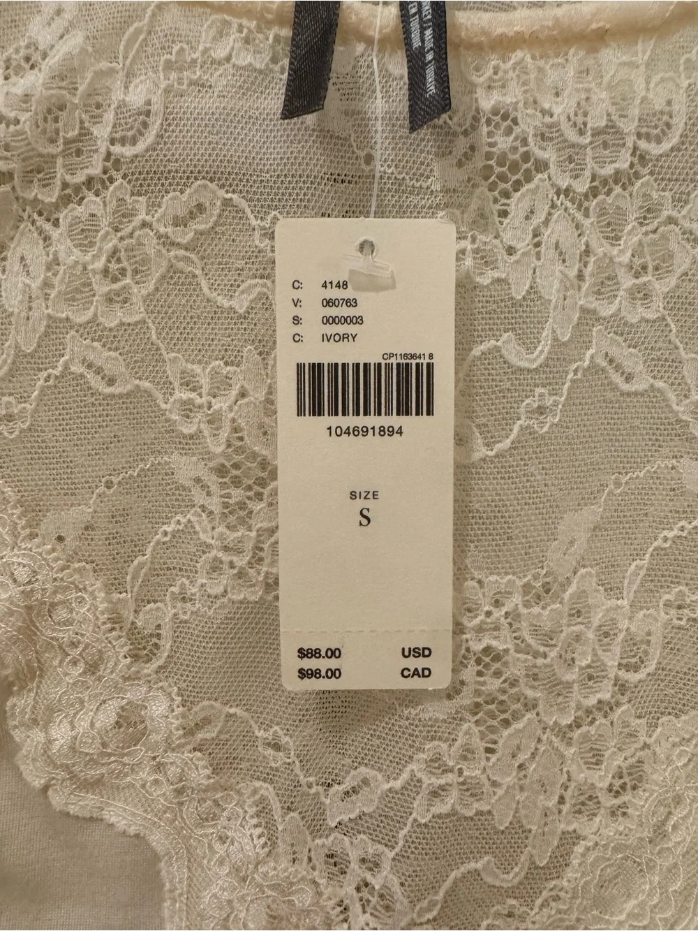 Anthropologie Cream Lace Inset Long Sleeve Top